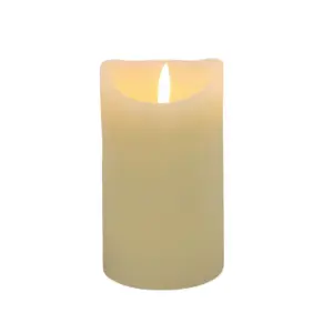 Flickering LED Battery Candle Flameless Realistic Cream Pillar Candle 18cm