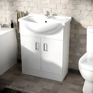 Nes Home Bath Suite 1700mm Bathtub, 650mm White Basin Vanity & Close Coupled Toilet