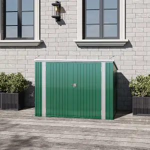 Steel Garden Storage Shed Pent Tool Shed Bicycle Storage Shed Green with Locking System, Green