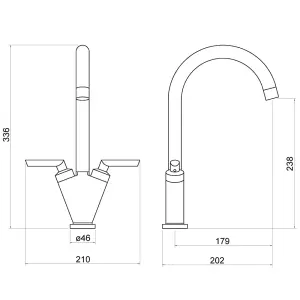 Luxury Chrome Two Handle Kitchen Sink Mixer