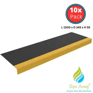 Stair Tread Nosing Covers - GRP Heavy Duty Anti Slip - Black & Yellow  1500mm x10