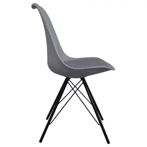 Soho Dark Grey Plastic Dining Chair with Black Metal Legs