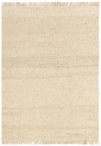 Modern Handmade Kilim Cream Plain Jute Rug for Living Room Bedroom & Dining Room-120cm X 170cm