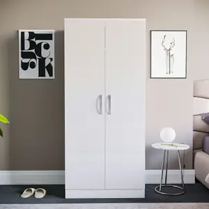 Vida Designs Hulio White High Gloss 2 Door Wardrobe (H)1700mm (W)760mm (D)470mm