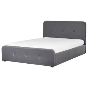 Fabric EU Double Size Ottoman Bed Dark Grey RENNES