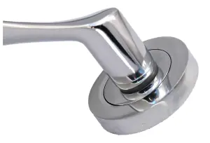 Astrid Door Handles Latch Twist Lever on Rose - Chrome 120mm