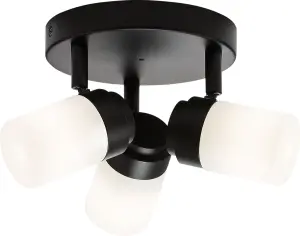 Luminosa G9 Triple Spotlight with Frosted Glass - Matt Black 230V IP44 25W