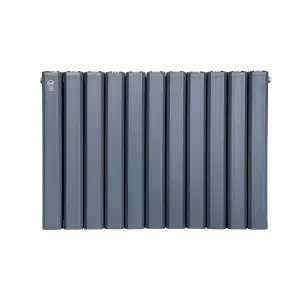 Aluminum Designer Horizontal Radiator Compatible with Heat pump. Model "Pioneer Plus " Grey. 800 mm.500mm. Btu/hr:4858