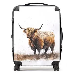 Highland Cow Watercolour Suitcase - Large