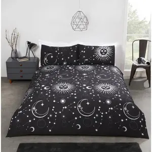 Johnsie Polyester Dots Duvet Cover with Pillowcases Black / Kingsize - 2 Standard Pillowcases