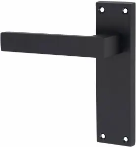 5 Set Door Handles Packs Internal Set Victorian Straight Delta Design Matt Black Finish 150mm Backplate with Latches and Hinges