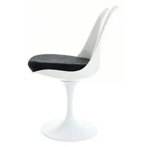 White Tulip Dining Chair with Luxurious Black Cushion