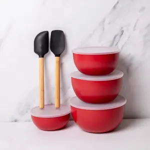  6pc Kitchen Set with 2x Spatulas and 4x Nesting Meal Prep Bowls with Lids