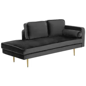 Right Hand Velvet Chaise Lounge Black MIRAMAS