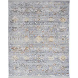 Blue Ivory Floral Kilim Bordered Traditional Rug For Dining Room Bedroom & Living Room-66cm X 160cm