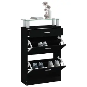 Berkfield Shoe Cabinet Black 63x24x104 cm Engineered Wood