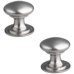 2 PACK - Victorian Tiered Door Knob - 42mm Satin Nickel Cabinet Pull Handle Round Rose