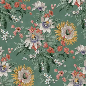 Boutique Martha Green Smooth Wallpaper Sample