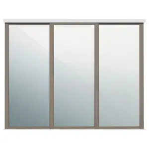 Shaker With 3 mirror doors Stone grey 3 door Sliding Wardrobe Door kit (H)2260mm (W)2592mm