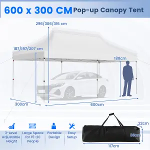 Costway 3M x 6M Pop-up Canopy Tent Folding Instant Sun Shelter w/ Carrying Bag