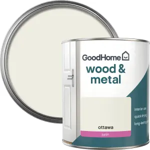 GoodHome Ottawa Satin Metal & wood paint, 750ml