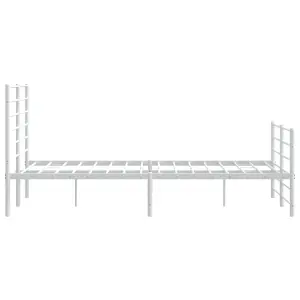 Berkfield Metal Bed Frame with Headboard and Footboard White 150x200 cm 5FT King Size