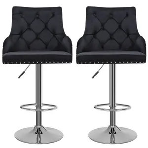 Montevallo Height Adjustable Swivel Bar Stool (Set of 2) Black