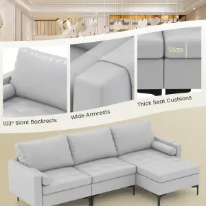 Costway Modular Sectional Sofa Couch Extra Large L-Shaped Sofa w/ 2 USB Ports