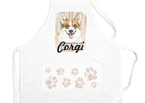 Purely Home Corgi Apron - Novelty Kitchen Gift for Dog Lovers