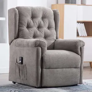 Barnsley Fabric Electric Single Motor Riser Rise Recliner Lift Mobility Tilt Armchair Beige