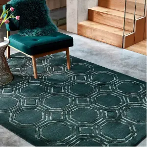 Wool Handmade , Luxurious , Modern , Geometric Rug For Living Room and Bedroom-120cm X 170cm