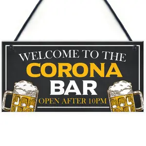 Novelty CORONA BAR Sign Open After 10 Home Bar Pub Garden Sign Home Decor