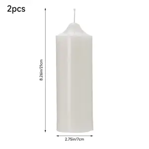 White 2Pcs Unscented Pillar Candles Set