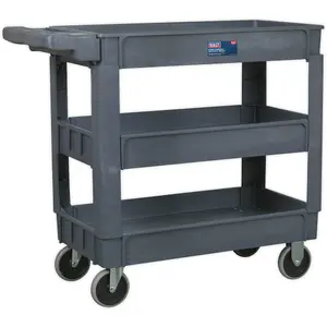 Heavy Duty 3-Tier Workshop Trolley with 83kg Capacity Per Shelf