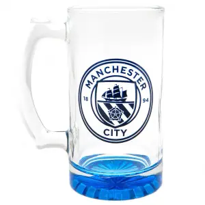 Manchester City FC Crest Gl Tankard Clear/Blue (One Size)