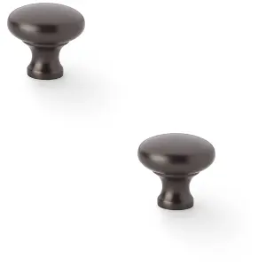 2 PACK - Victorian Round Door Knob - Dark Bronze 32mm - Kitchen Cabinet Pull Handle