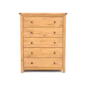 Lugo 5 Drawer Chest of Drawers Brass Knob