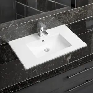 4001A Ceramic 75cm x 45cm Thin-Edge Inset Basin with Scooped Bowl