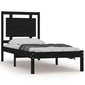 Berkfield Bed Frame Black Solid Wood 100x200 cm