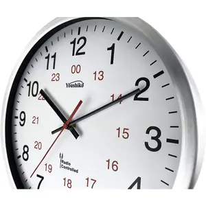 Radio Controlled Wall Clock (Official UK & Ireland Version), Premium Quality, Silver Aluminium Case 30cm,