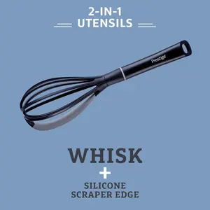 Prestige 2in1 Kitchen Silicone Edge Tools - Whisk, Heat Resistant, Dishwasher Safe, Non-Scratching