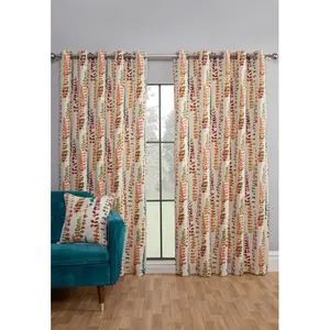 Ceara Polyester Semi Sheer Pinch Pleat Curtain Pair (Set of 2) Orange / 137 W x 229 D cm