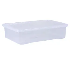 Wham Crystal 46L Medium Under Bed Plastic Storage Boxes With Lids - Pack of 4. Clear, Strong Made in UK Clear