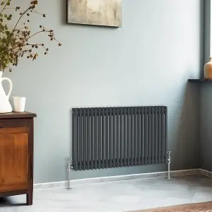 Right Radiators 600x1190 mm Horizontal Traditional 2 Column Cast Iron Style Radiator Anthracite