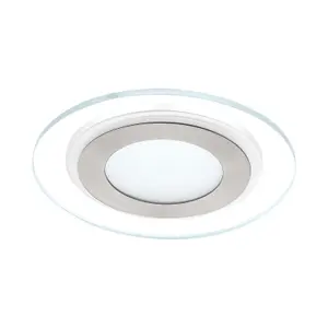 Wall / Ceiling Flush Downlight White & Satin Nickel 12W Built in LED