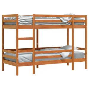 Berkfield Bunk Bed without Mattress Wax Brown 75x190 cm Small Single Solid Wood Pine