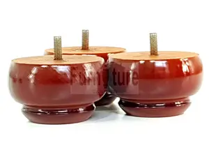 Wooden Leg Sofa Feet 55mm High Mahogany Set of 4 Replacement Turned Bun Feet M8 PKC903