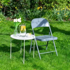 Metal Folding Chairs - Matte White - Pack of 2