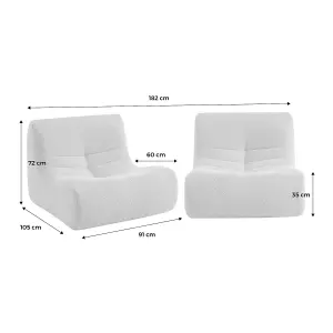 sweeek. Pair of 1-seater armchairs in boucle fabric Sokol duo White 91x105x72 cm