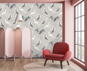 Dimension Heron Grey-Beige Wallpaper